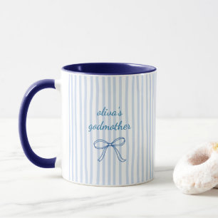 Taza Madrina Personalizada Cerámica Raya Azul