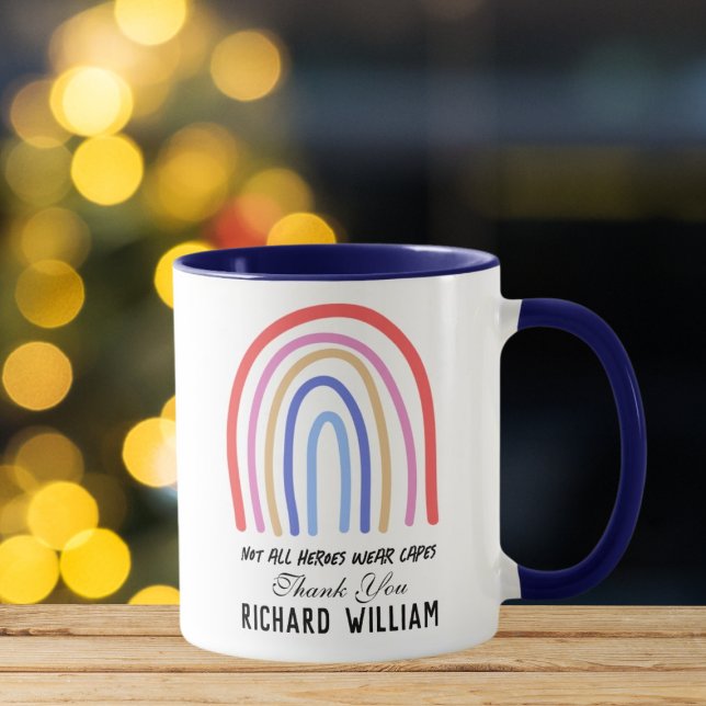 Taza Maestra de color arcoiris de Navidad Gracias Azul (Subido por el creador)