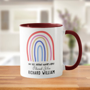 Taza Maestra de color arcoiris de Navidad gracias marró