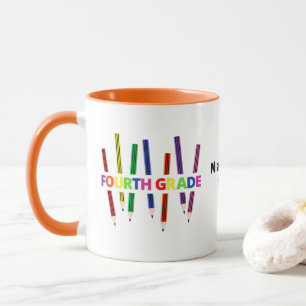 Taza Maestra de Personalizable de cuarto grado Pencils