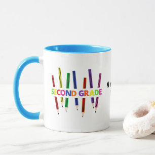 Taza Maestra de Personalizable de segundo grado Pencils