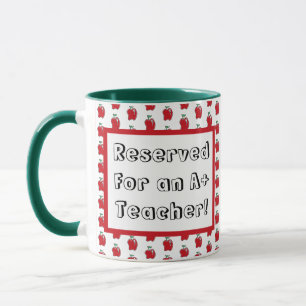 Taza Maestro A+ Manzana Roja Escuela Genial Dibujos Ani