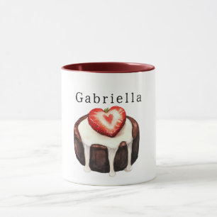 Taza Magdalena de chocolate corazón de fresa