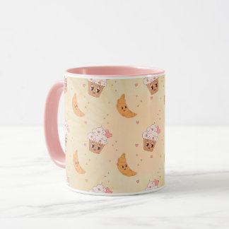 Taza Magdalenas y Croissants Retro Patrón