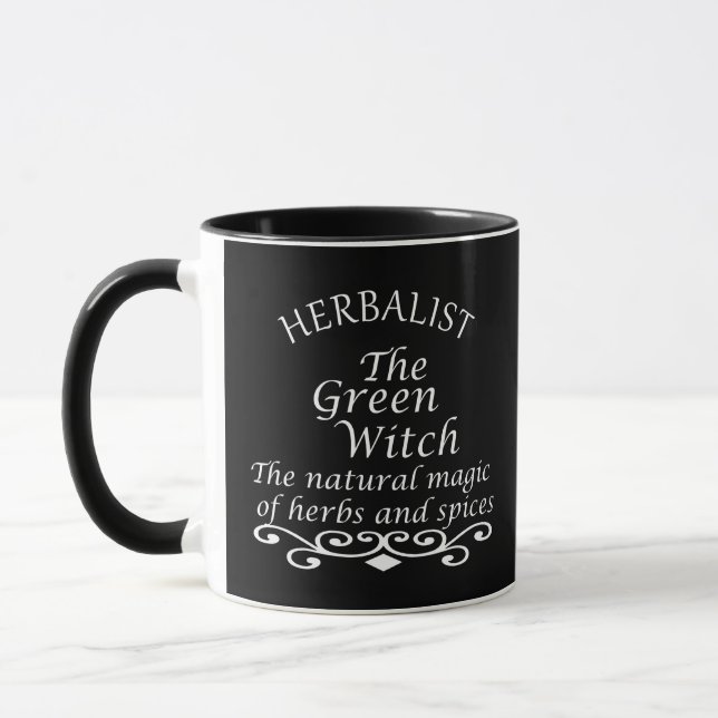 Taza Magia de bruja verde herbolaria medicina natural (Izquierda)