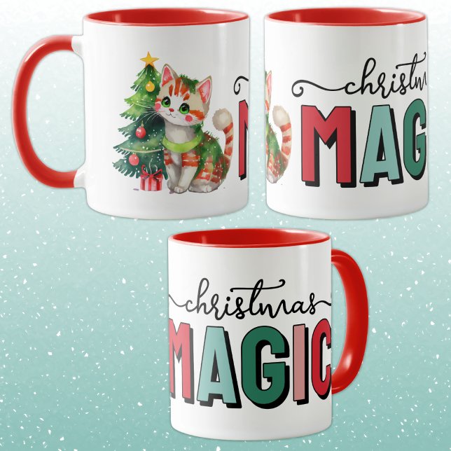 Taza Magia de Navidad con gato adorable (Subido por el creador)