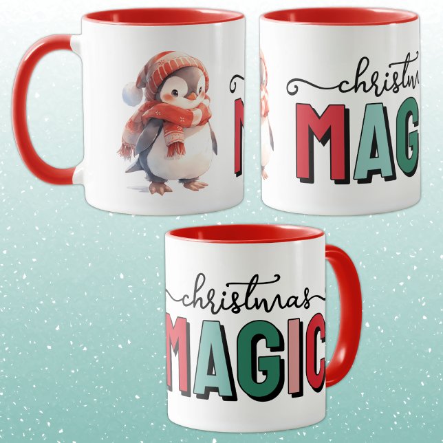 Taza Magia de pingüino lindo en navidad (Subido por el creador)