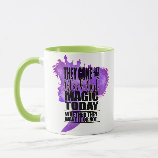 Taza Magia negra de la lavanda y del chica del verde (Izquierda)