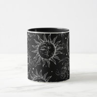 Magia Negra Vintage Celestial Sol Luna Estrellas