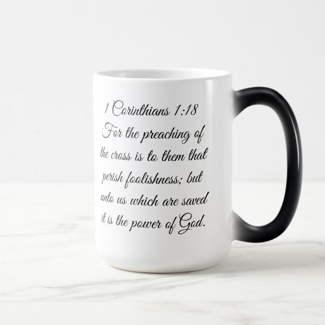 Taza Mágica 1 Corinthians 1:18 Scripture Cross Mug (Derecha)