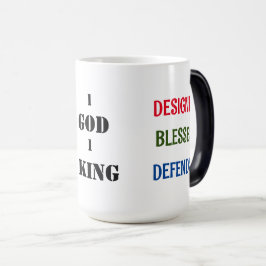 Taza Mágica " 1 DIOS 1 REY DIOS ME DISEÑÓ" Latte Mug