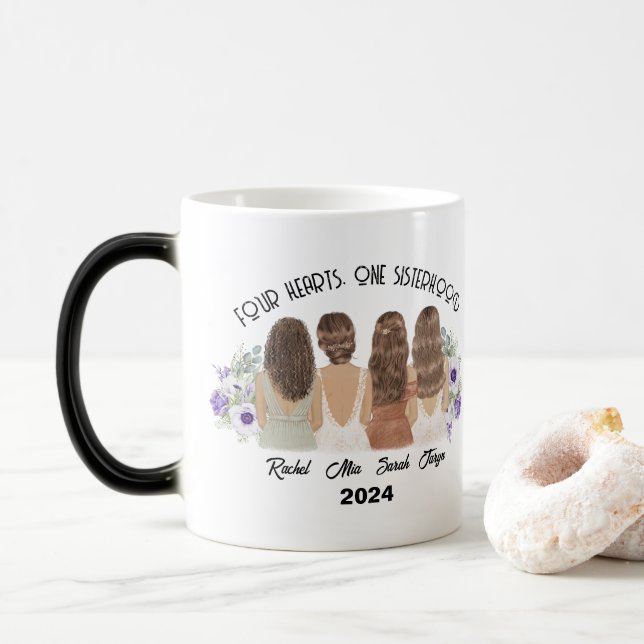 Taza Mágica 4 hermanas conectadas por los regalos de la herman (Con donut)