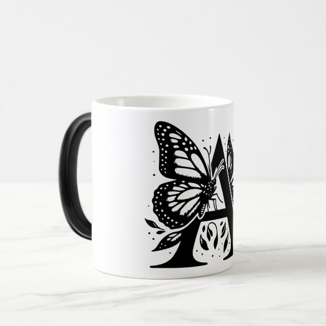 Taza Mágica A Alphabet black butterfly (Anverso izquierdo)