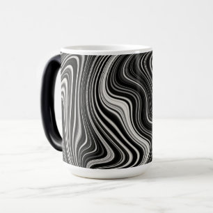 Taza Mágica Abstracción de onda de cebra blanca y negra