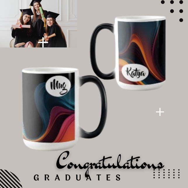 Taza Mágica Abstracto Oleada líquido y café personalizado (Mugs for the graduates)