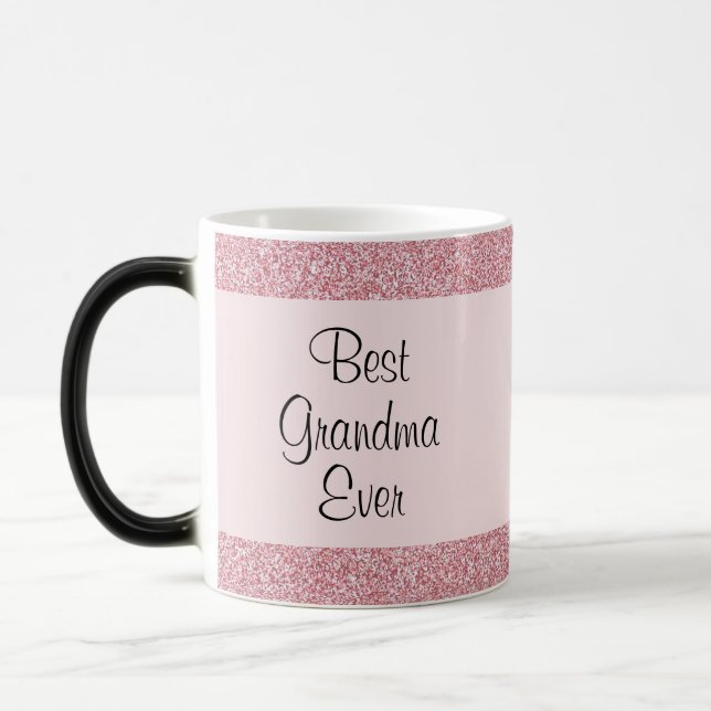 Taza Mágica Abuela Rosa Purpurina de Oro Mejor Abuela (Izquierda)
