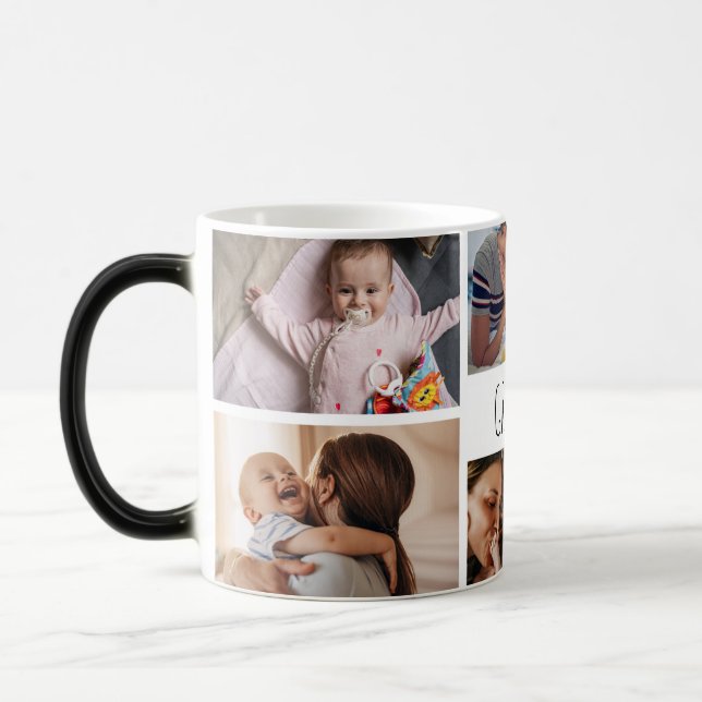 Taza Mágica Abuelo te queremos bruja mágica Collage de fotos (Izquierda)