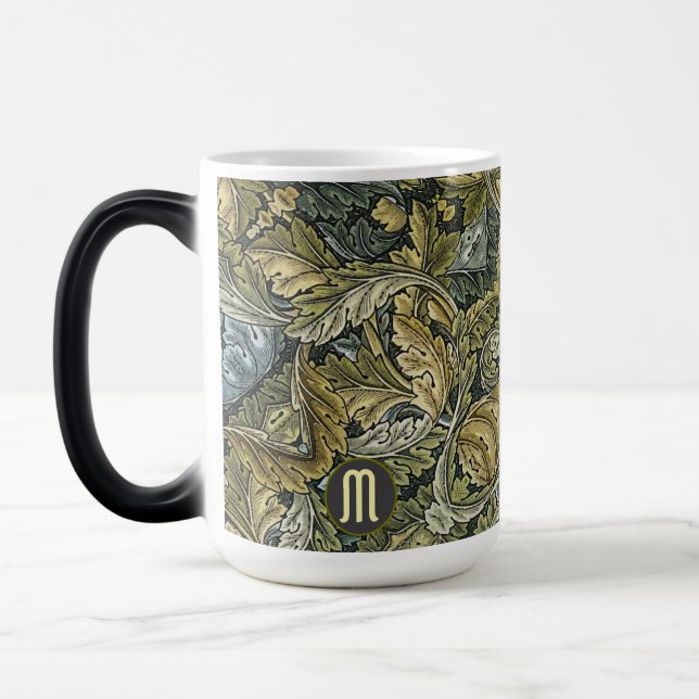 Taza Mágica Acanthus por William Morris Monogram Floral (Izquierda)