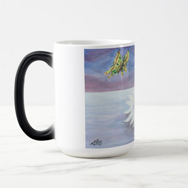 Taza Mágica Acuarela acuarela Lotos Flor Agua Reiki (Izquierda)