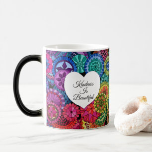 Taza Mágica Acuarela Arcoiris Mandala con corazón