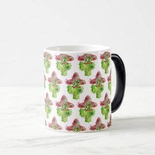 Taza Mágica Acuarela Cactus Art Mustache Gorras Ojos Señor
