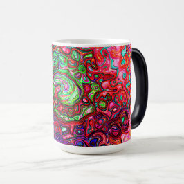 Taza Mágica Acuarela Groovy Rojo Resumen Remoto Líquido Swirl