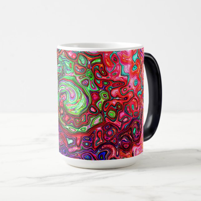 Taza Mágica Acuarela Groovy Rojo Resumen Remoto Líquido Swirl (Anverso derecho)