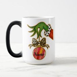 Taza Mágica Adorno de loro con lazo de leopardo con nombre per