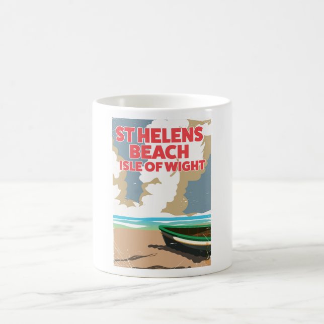 Taza Mágica Afiche de la isla de la playa de St helens (Centro)