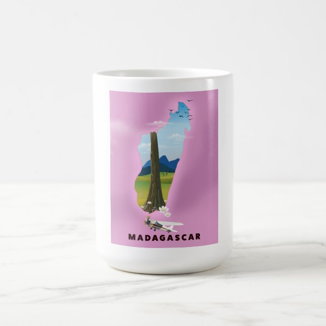 Taza Mágica Afiche de viaje ilustrado de Madagascar (Centro)