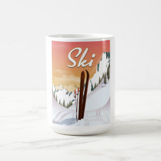 Taza Mágica Afiche de viaje turístico de esquí