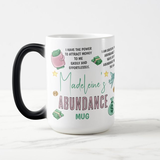 Taza Mágica Afirmaciones de Mentalidad de Dinero de Abundancia (Izquierda)