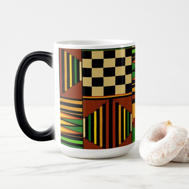 Taza Mágica African Royal Kente Cloth Design (Con donut)