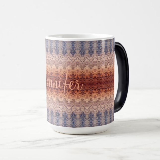 Taza Mágica africano tribal étnico pattern.monogram. (Anverso derecho)