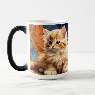 Taza Mágica Alphonse Mucha Art Nouveau Naranja Cat