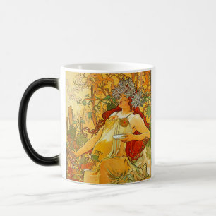 Taza Mágica Alphonse Mucha Art Nouveau Otoño