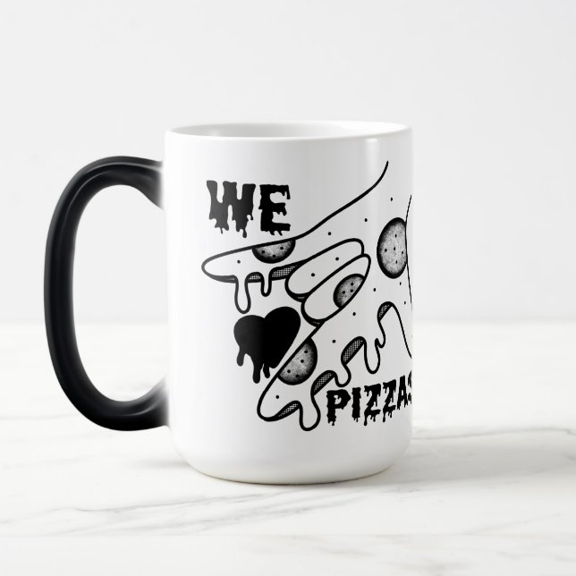 Taza Mágica Amamos las pizzas - Pizza Love - ASL ILY Obsession (Izquierda)