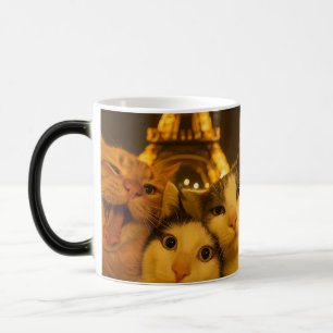 Taza Mágica Amante de la pandilla de selfies de gato nocturno 