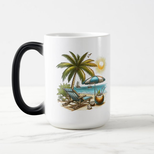 Taza Mágica Amante de la playa Gran Morphing (Izquierda)