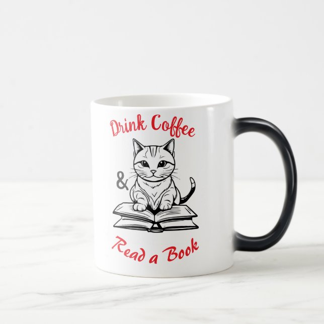 Taza Mágica Amantes del libro, café para beber, gato lindo en  (Derecha)