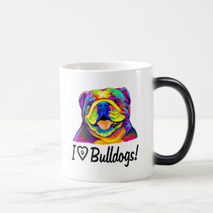 Taza Mágica Amo bulldoges en colores