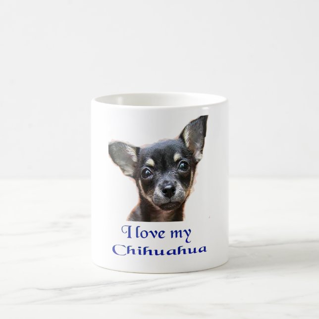 Taza Mágica Amo mi bruja mágica chihuahua (Centro)