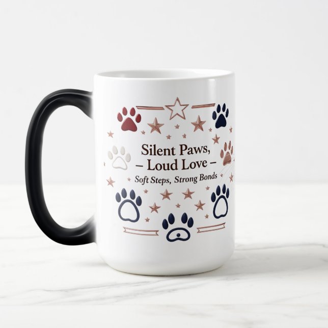 Taza Mágica Amo patriótico Paw - Paws silenciosos, amor fuerte (Izquierda)