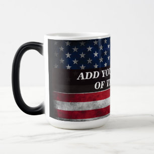 Taza Mágica Añadir tu texto a la bandera estadounidense