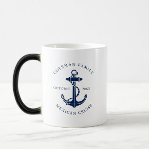 Taza Mágica Ancla de barco azul náutico familiar personalizada