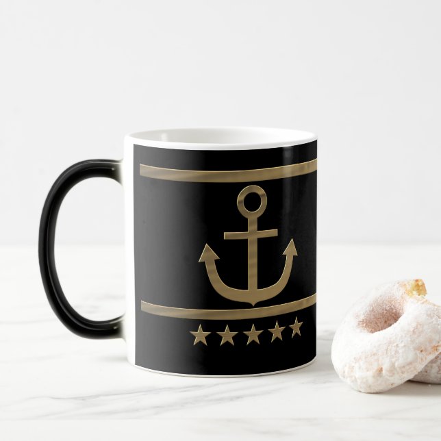 Taza Mágica Ancla dorada, símbolos del amor. (Con donut)