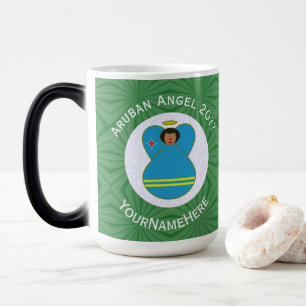 Taza Mágica Ángel de la Bandera de Aruba Navidad Personalizado