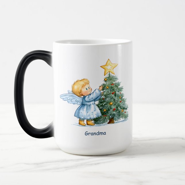 Taza Mágica Ángel de Navidad Dulce Corazón Personalizable (Izquierda)