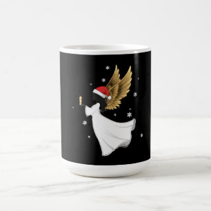 Taza Mágica Ángel de Navidad negro elegante con alas doradas