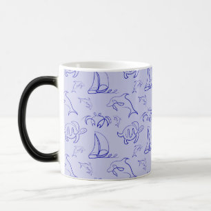 Taza Mágica Animales marinos y patrón de dibujo de una línea